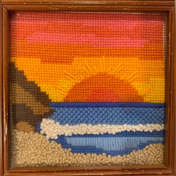 Vintage Sunset needlepoint 8” frame - Picture 3 of 4